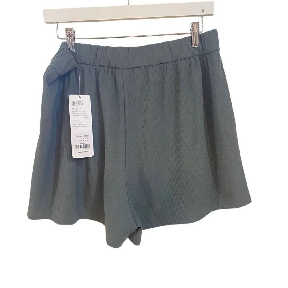CRZ Yoga NWT XL Green waffle knit shorts